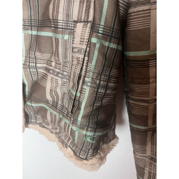 O'Neill Plaid Convertible Jacket Vest Faux Fur Lined Jacket Women’s Juniors Med - Picture 6 of 9